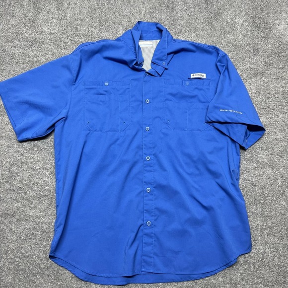 Columbia Other - Columbia PFG Omni-Shade Shirt Mens Large Blue Short Sleeve Fishing Button Up